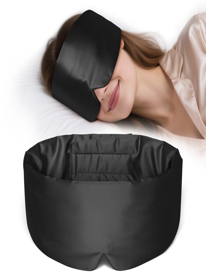 Zenssia Satin Sleep Mask for Women and Men, Lightweight Padded Eye Mask with Adjustable Strap, Comfort Blackout for Travel and Nap - Black - Image 1